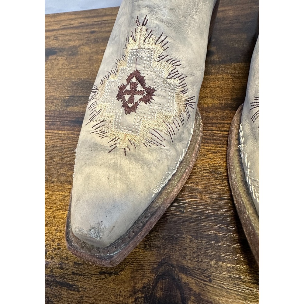 Circle G Embroidered Leather Cowboy Western Boots Distressed Women's Size 8 - Picture 4 of 16